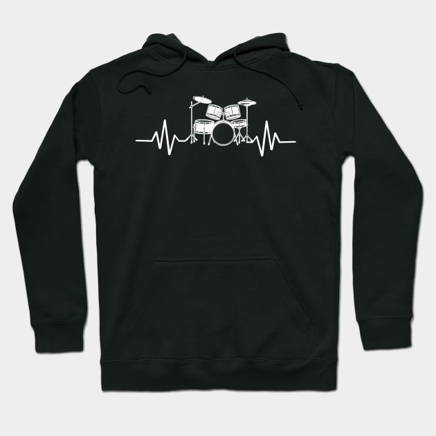 Drum Heartbeat Lifeline Music Lover Hoodie by TEEPHILIC